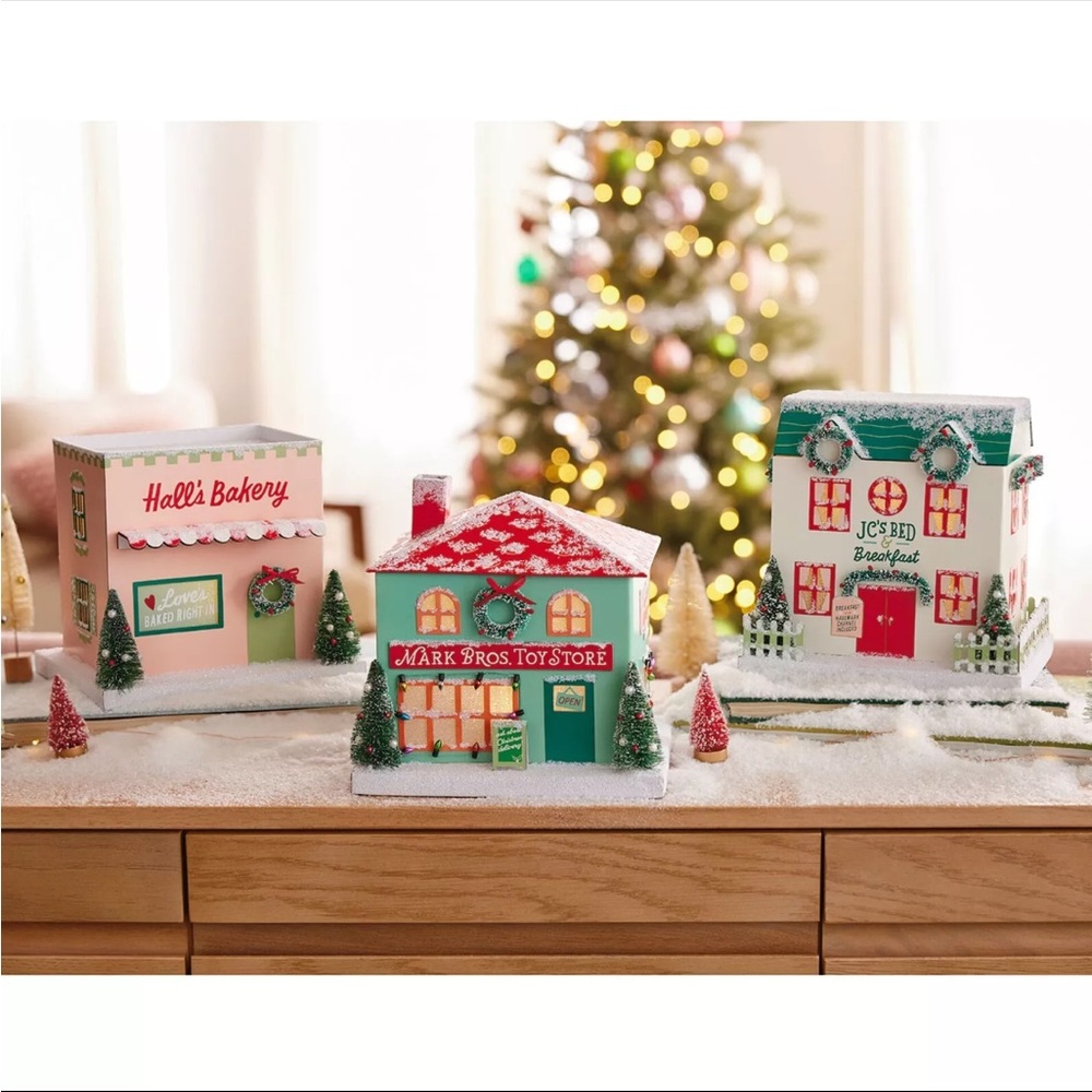 2022 Hallmark Channel Christmas Village Bakery Toy Store Bed Breakfast Set